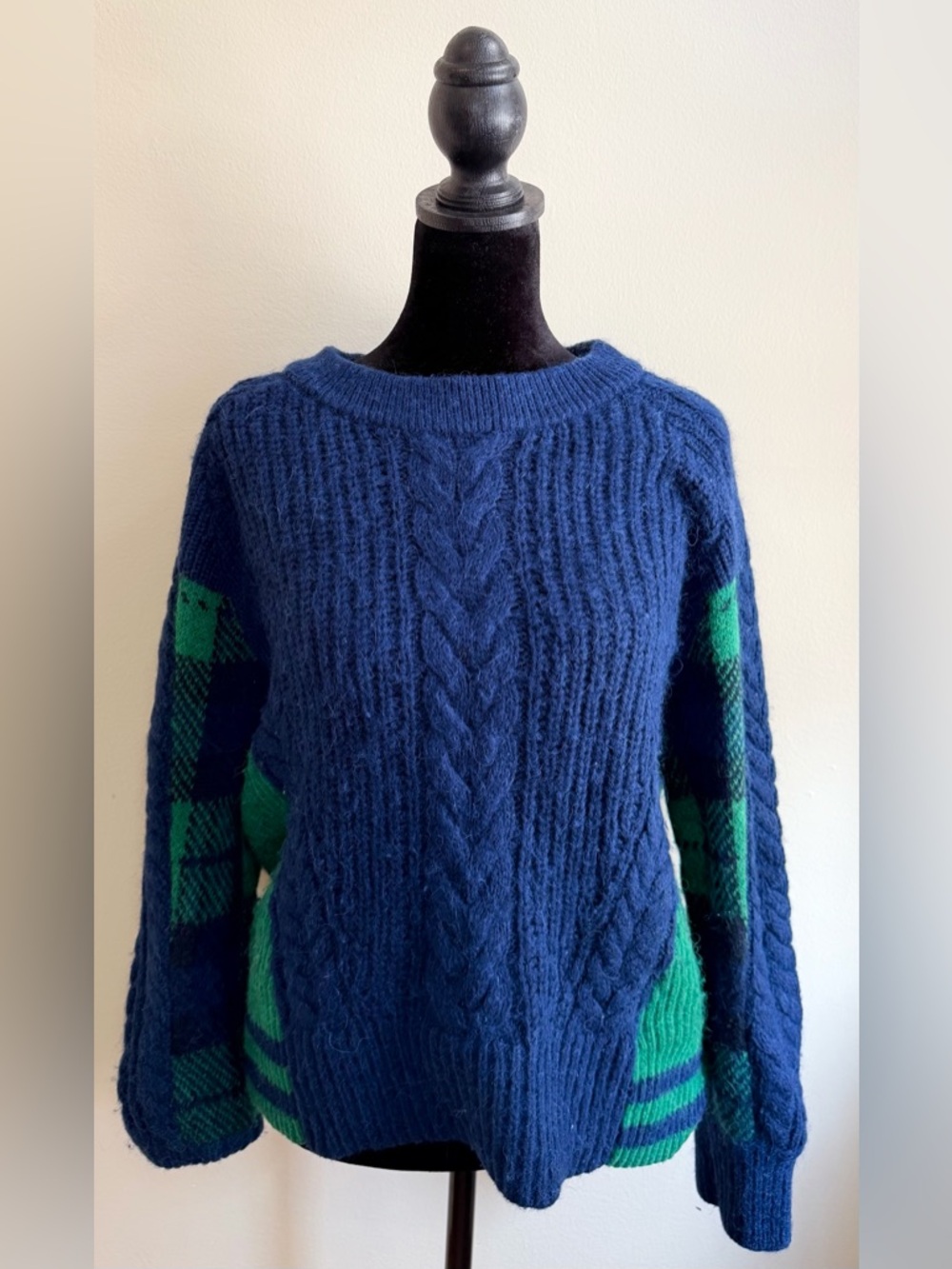 Tommy Hilfiger Sweater S Blue Green Wool Alpaca Cozy Thick Winter Preppy Great